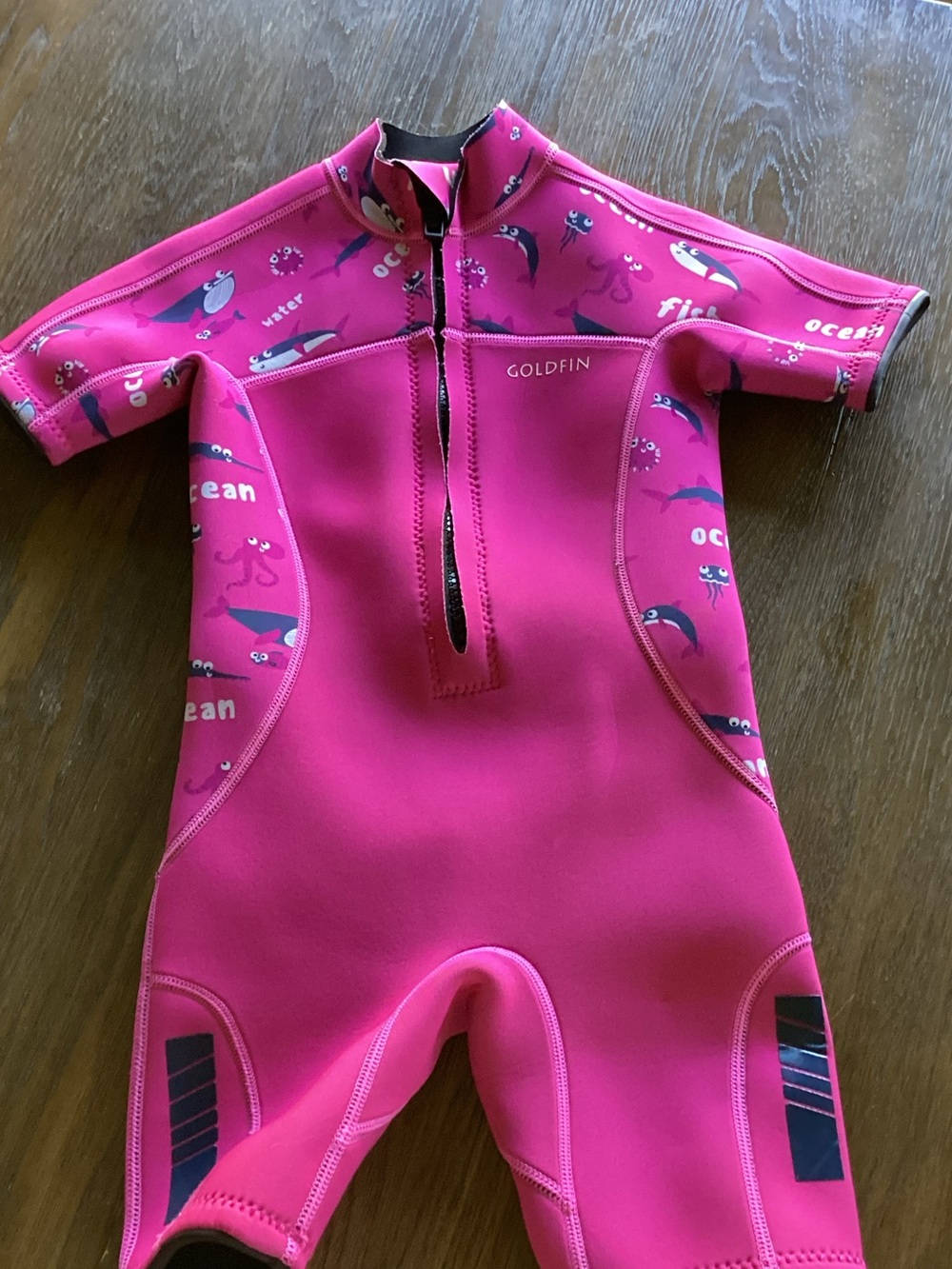 Kids' Pink Short Sleeve Swim Rashguard - Ocean Print